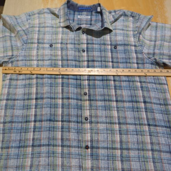 Tommy Bahama button down shirt Men's size XL blue plaid cotton - Picture 8 of 14